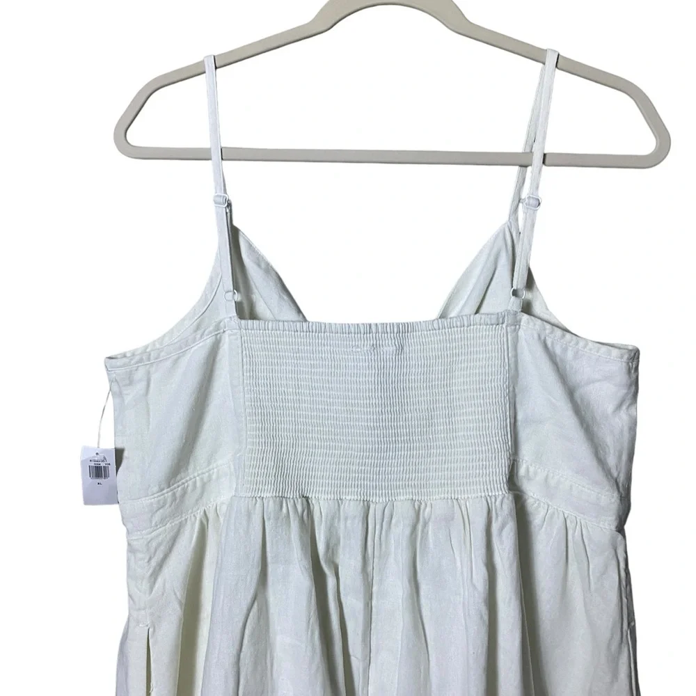 Old Navy Fit & Flare Smocked Linen Cami Dress Size XL Beachy Girlcore Fe…_6